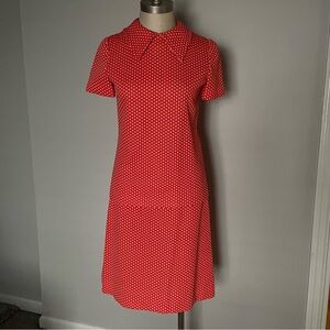 Vintage 60’s polka dot 2 piece skirt and top set with mod sunglasses